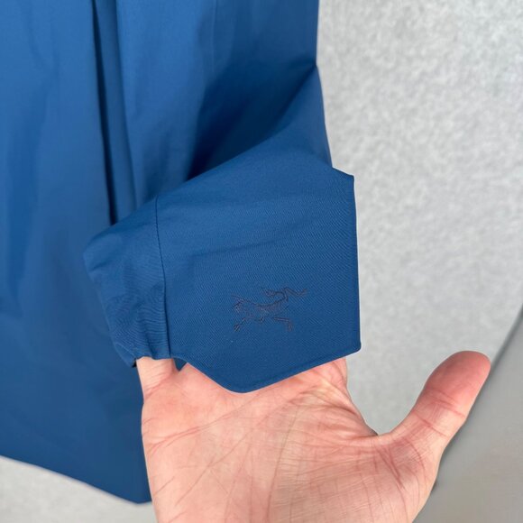 Arcteryx Womens Imber Jacket Size M Blue GoreTex Long Rain Shell Hooded Packable - Picture 5 of 16